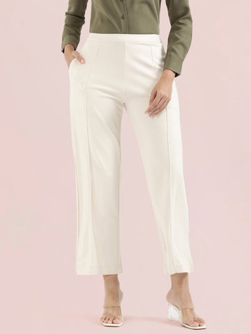 Cream Ponte Wide Pants