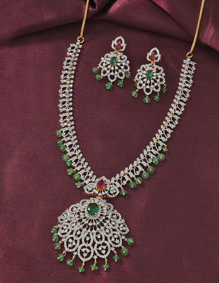 Designer GJ Polish Zirconia Necklace Set