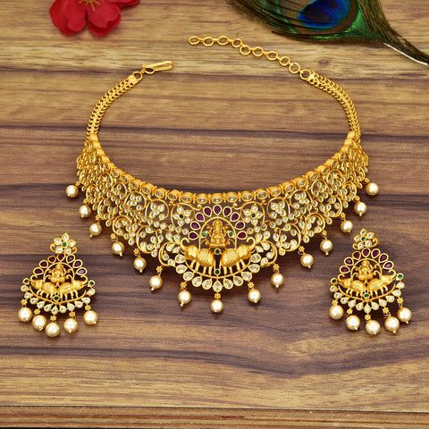 Zirconia Lakshmi Devi Design Choker Set