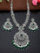 Designer Rhodhium Polish Zirconia Emerald Necklace Set