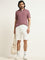 WES Casuals Mauve Cotton Relaxed-Fit Polo T-Shirt