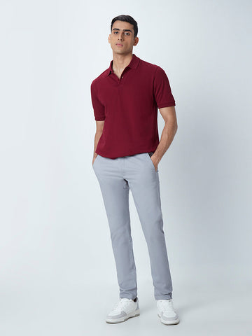 WES Casuals Maroon Relaxed-Fit Polo T-Shirt