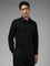 WES Formals Plain Black Slim Fit Shirt