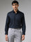 WES Formals Dobby Navy Blue Slim Fit Shirt