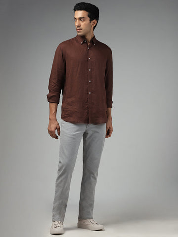 Ascot Solid Brown Relaxed Fit Shirt