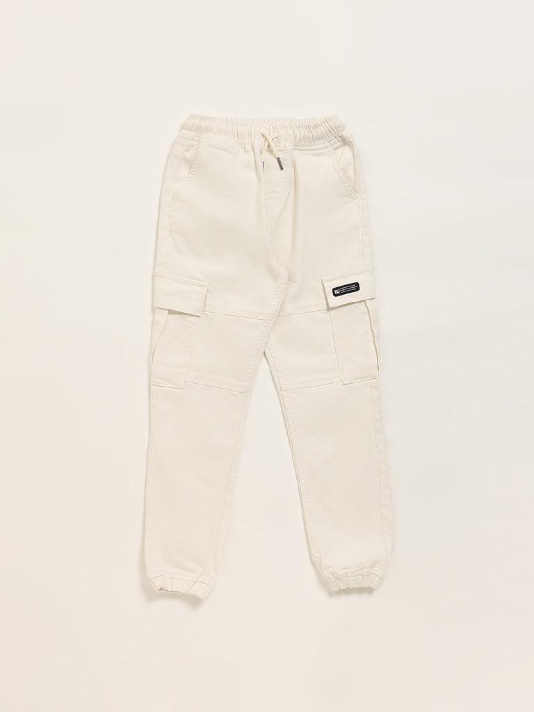 Y&F Kids Off White Cargo Joggers