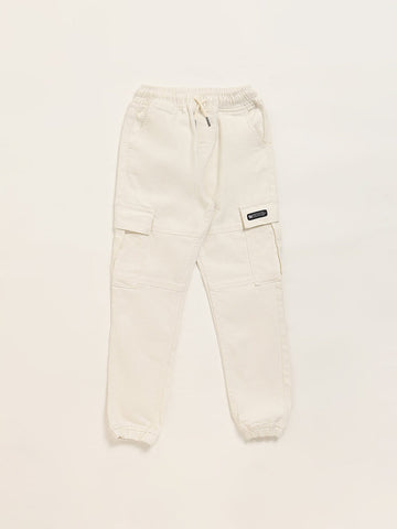 Y&F Kids Off White Cargo Joggers