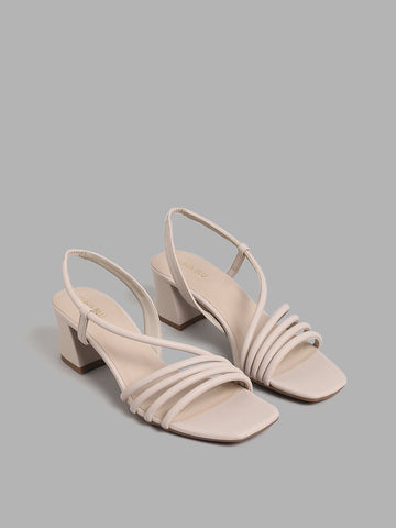 LUNA BLU Solid Ivory Block Sandals