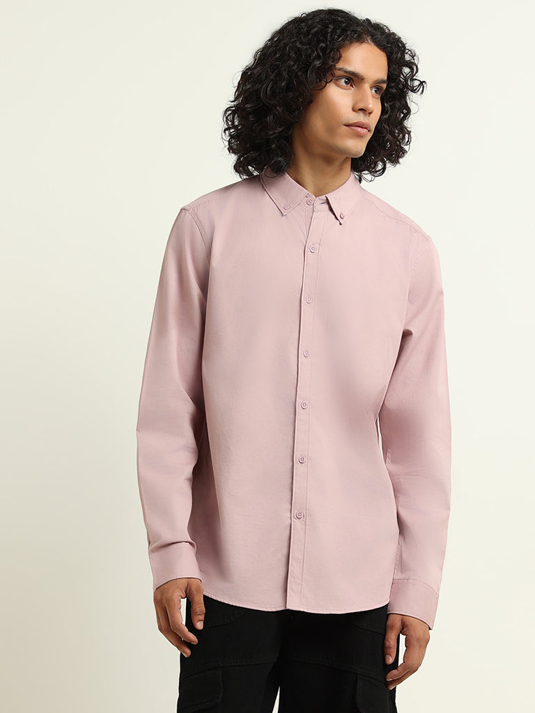 Nuon Plain Dusty Pink Relaxed Fit Shirt