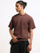 Studiofit Brown Self-Patterned Relaxed Fit T-Shirt