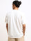 Studiofit Off-White Self-Patterned Relaxed Fit T-Shirt