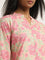 Utsa Pink Floral Printed Straight Cotton Kurta