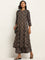 Utsa Black A-Line Printed Kurta