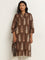 Utsa Brown Straight Fit Printed Cotton Kurta