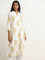 Utsa Yellow Foliage Printed A-Line Cotton Kurta