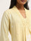 Utsa Yellow Floral Embroidered Fit-and-Flare Cotton Kurta