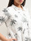 Diza White Foliage Design A-Line Cotton Kurta