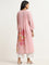 Utsa Pink Floral Design Cotton A-Line Kurta