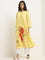 Utsa Yellow Floral Design Cotton A-Line Kurta