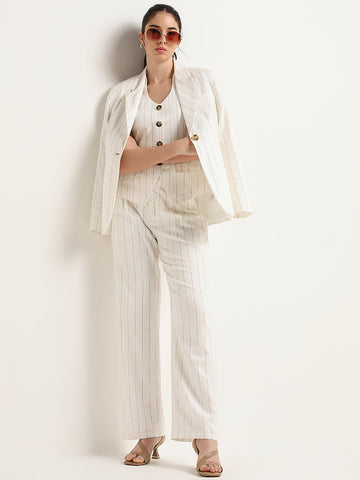 Wardrobe Off-White Striped Straight-Leg Trousers