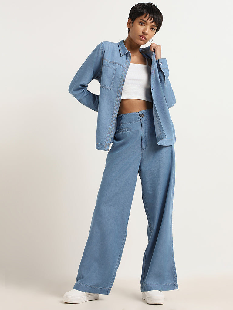 LOV Blue Wide Twill Trousers