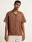 ETA Dark Brown Wave-Textured Relaxed-Fit Cotton Shirt