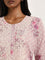 Utsa Lilac Floral Patterned A-Line Cotton Kurta