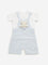 HOP Baby Blue Striped Dungaree with T-Shirt Set