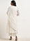 Vark White Embroidered A-Line Kurta, Pants & Dupatta Set