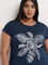 Gia Dark Blue Leaf Embossed Cotton Top