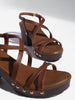 LUNA BLU Tan Multi-Strap Block Heel Sandals