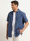 WES Casuals Blue Printed Cotton Relaxed Fit Shirt