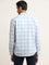 WES Casuals Light Blue Checkered Print Slim Fit Shirt