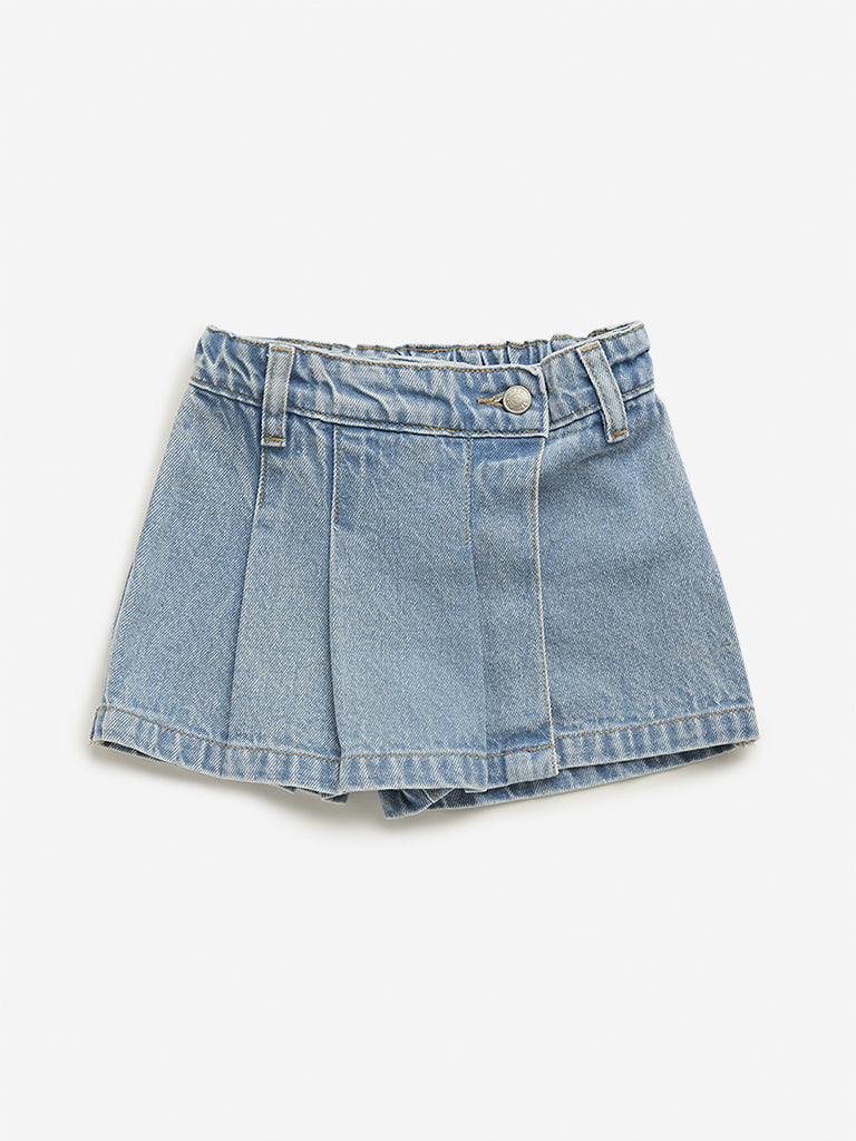 HOP Kids Blue Mid Rise Denim Skorts