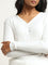 LOV White Ribbed V Neck Top