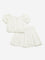 HOP Kids White Floral Top & Mid Rise Skirt Set