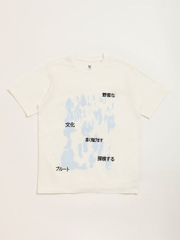 Y&F Kids Off-White Graphic Print T-Shirt