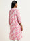 Utsa Pink Floral Design Straight Cotton Kurta