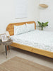 Westside Home Sage Leaf Design King Bed Fitted Sheet and Pillowcase Set