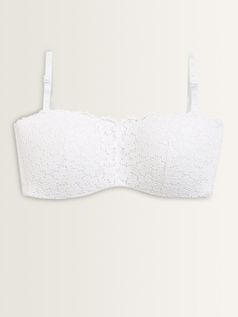 Superstar White Lace Design Padded Bra