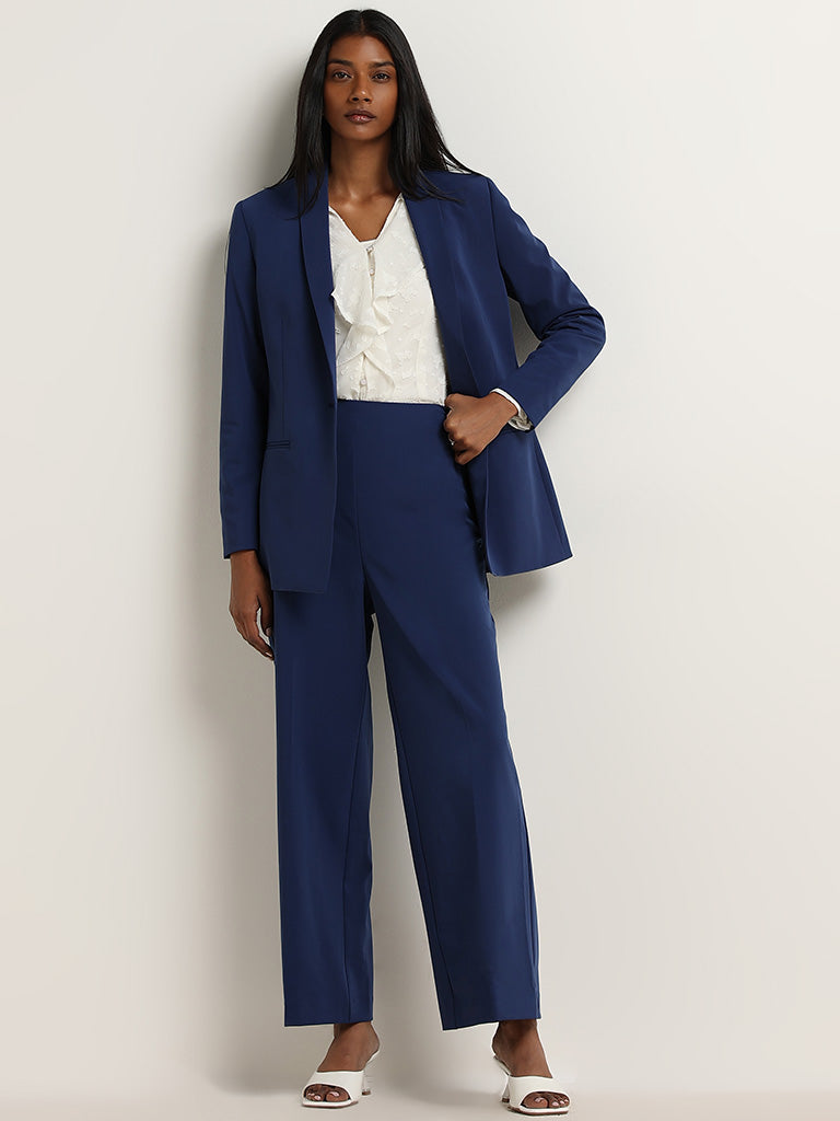 Wardrobe Blue Flared High-Rise Trousers