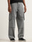 Nuon Grey Cargo-Style Mid Rise Relaxed Fit Jeans