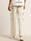 Nuon Off-White Cargo-Style Mid Rise Relaxed Fit Jeans