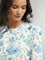 Utsa Blue Floral Printed A-Line Kurta