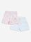 HOP Baby White & Light Pink Mid Rise Shorts - Pack of 2