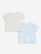 HOP Baby Beige & Blue Tie-Dye Printed T-Shirts - Pack of 2