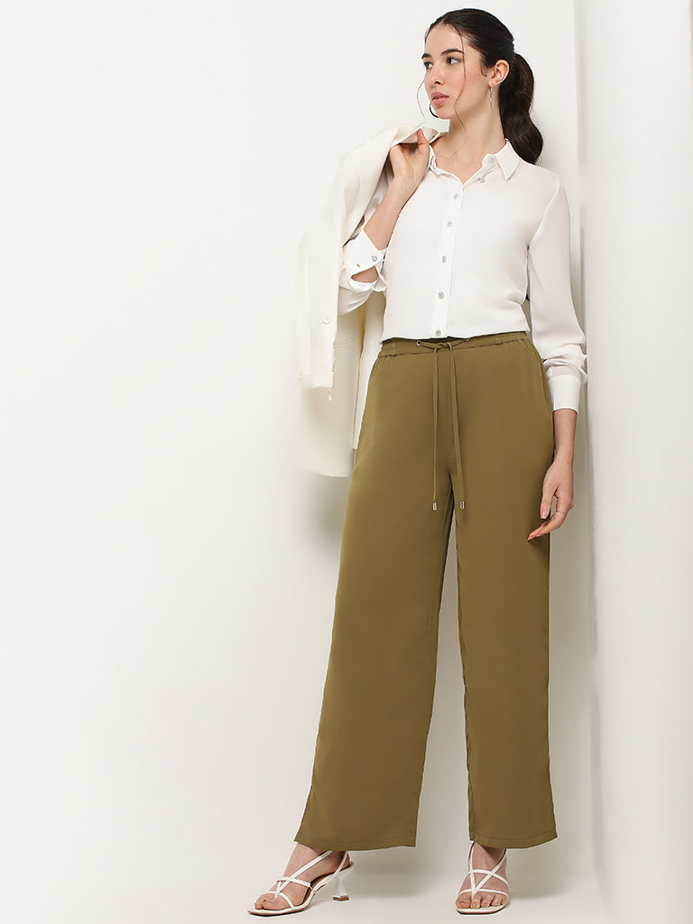 Wardrobe Olive Wide-Leg Trousers