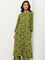 Utsa Dark Green Foliage Print A-line Kurta