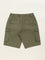 Y&F Kids Olive Solid Mid-Rise Cotton Shorts