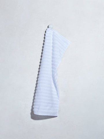 Westside Home White Self-Striped Luxe Hand Towel